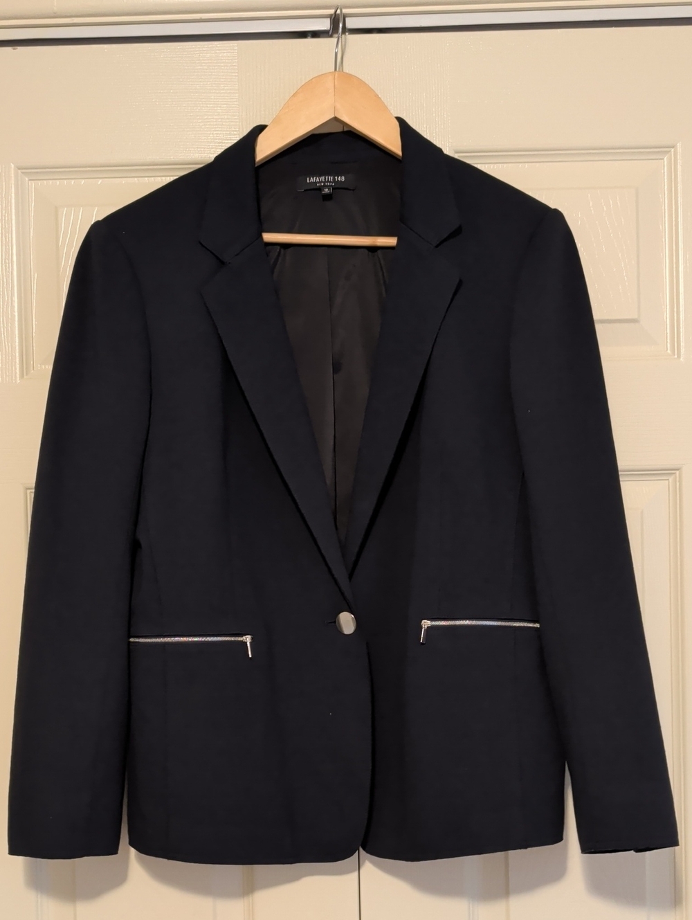 Lafayette 148 New York Deep Navy Single-Button Tailored Blazer  Office